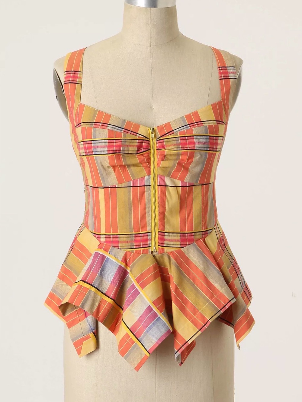 ANTHROPOLOGIE ODILLE Chutney mango corset blouse 8